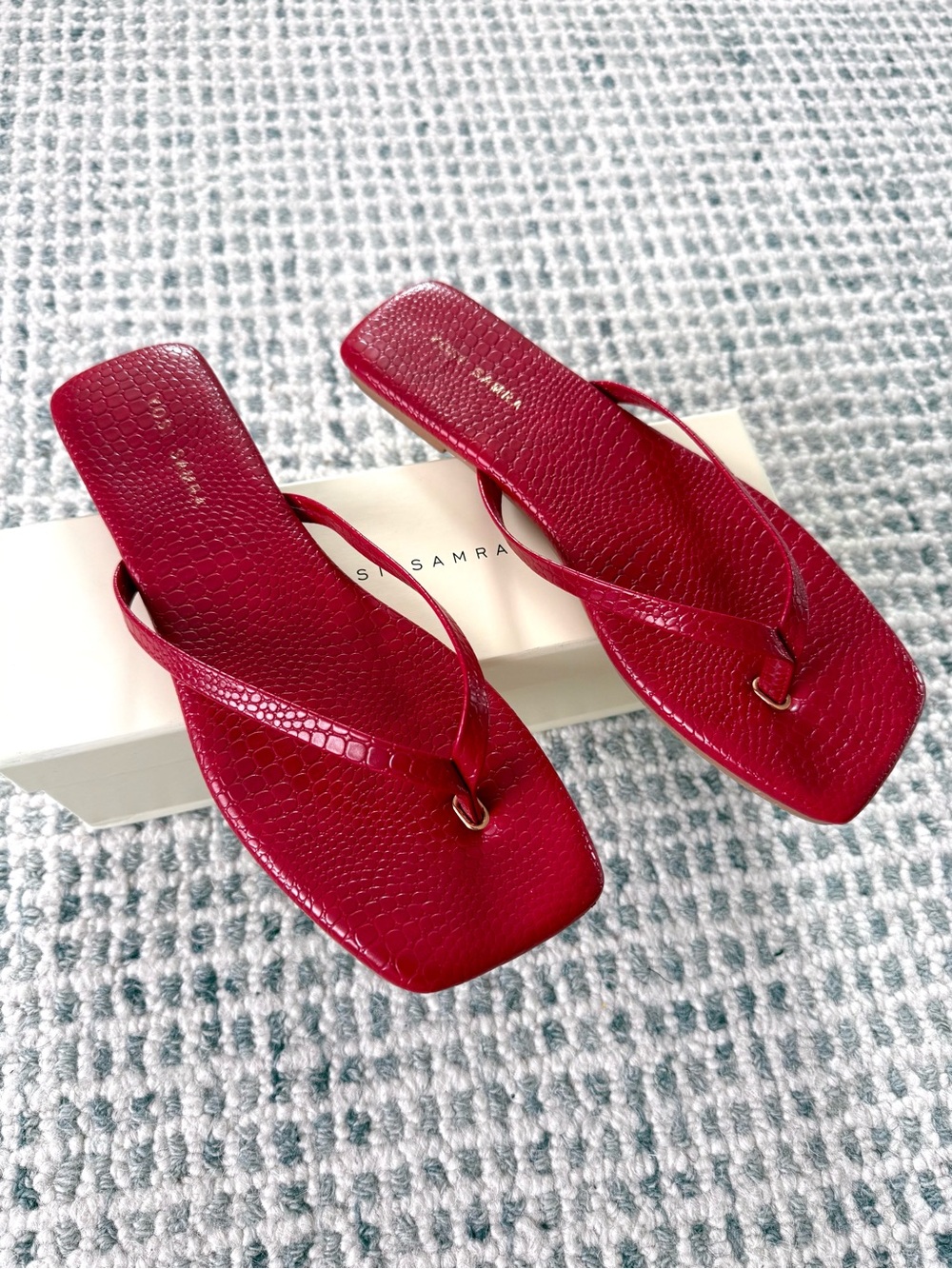 Yosi Samra Mercer Flip Flop in Red Croc